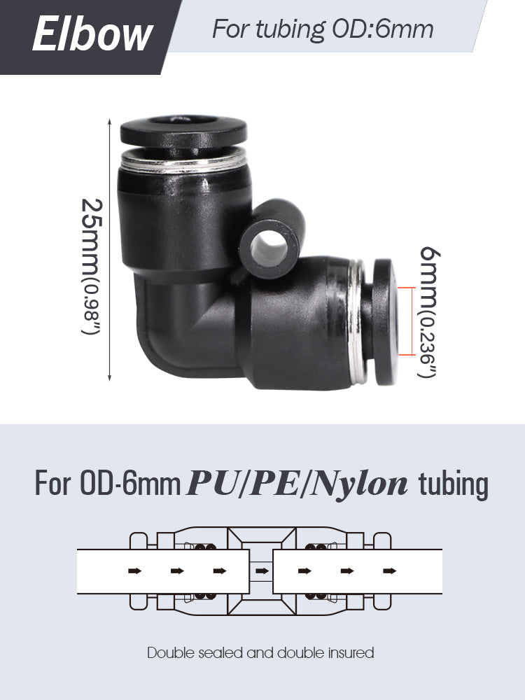 N262 1/4'' (4/6MM) PE / PU Tubing Fittings