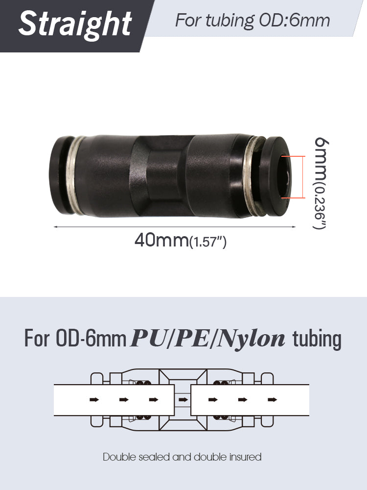 N262 1/4'' (4/6MM) PE / PU Tubing Fittings