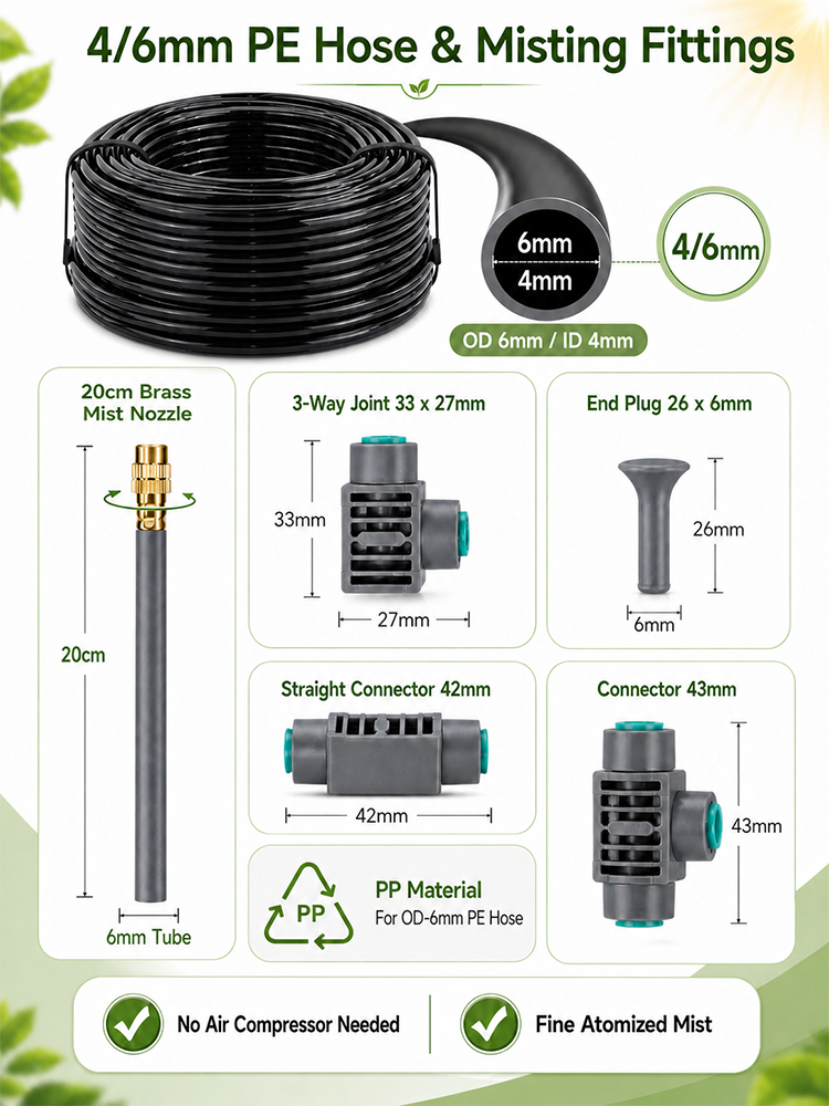 2-Zone Misting Irrigation Kit with LCD Water Timer