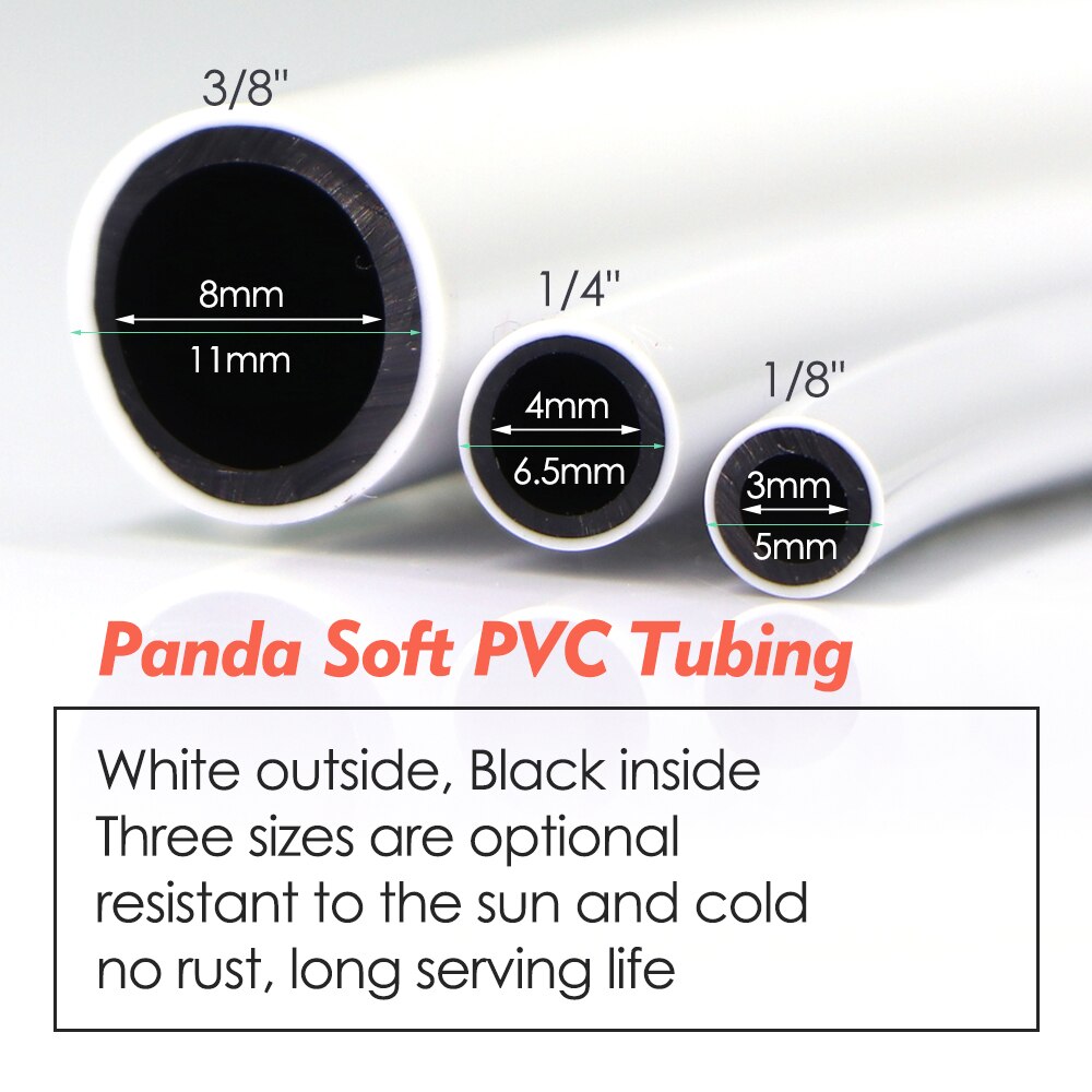 1/8'' 1/4'' 3/8'' Panda PVC Soft Hose 2-Layer Black Inside White Outside
