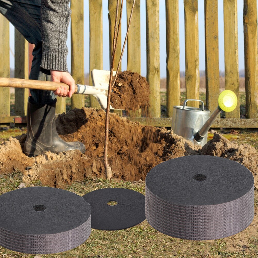 2MM Thick Mulch Ring Mat, Non-Woven Tree Root Protector Cover, Weed Barrier Mat