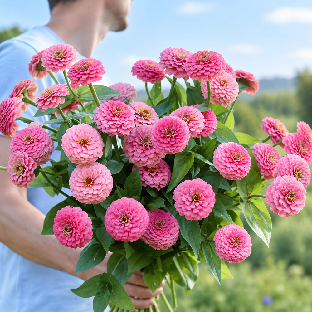 W1347 Large-Flowered Pink Zinnia