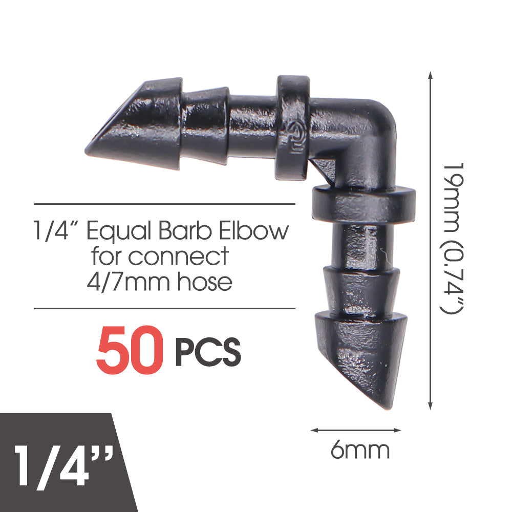50PCS 1/4'' Hose Equal Elbow Barb Connecter Vesion 3.0