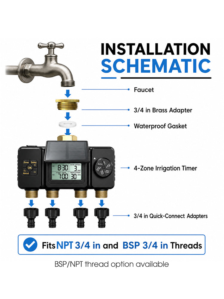 ZL04SY-TT 4-Zone Solar Irrigation Timer