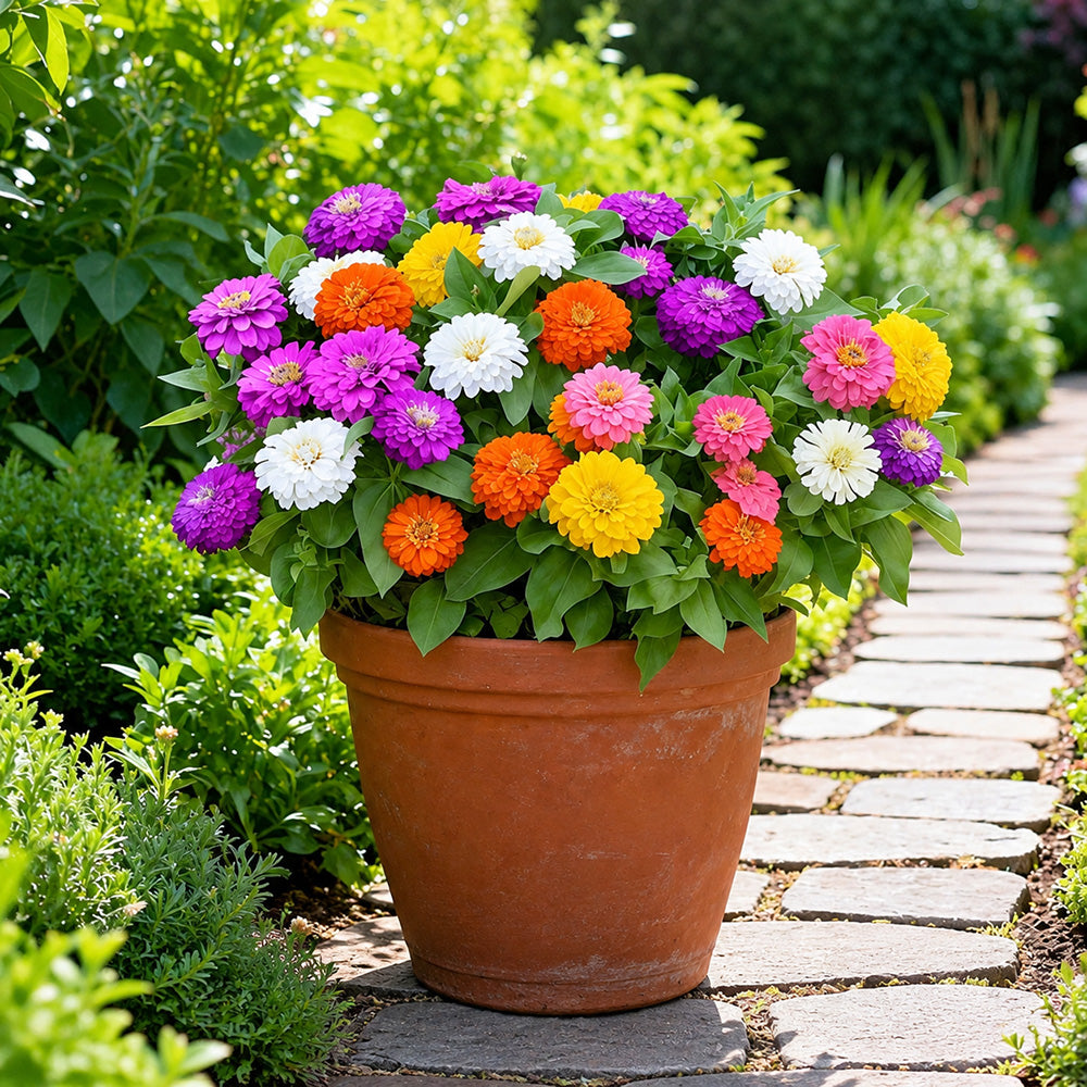 W1345 Dwarf Double Zinnia Mix
