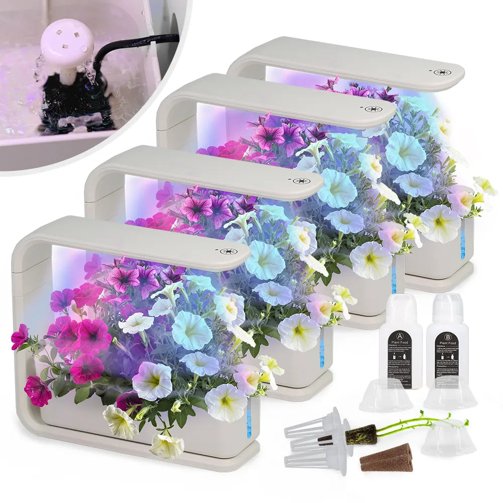 3-Pod 1.2L Garden Hydroponics System with LED Grow Light and Pump