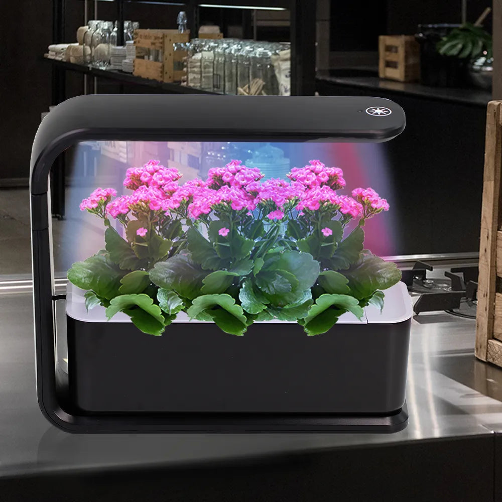 3-Pod 1.2L Garden Hydroponics System with LED Grow Light and Pump