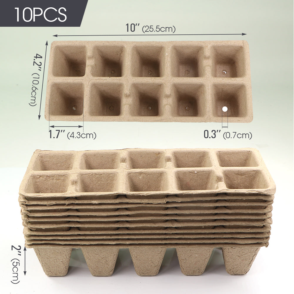 Peat Pots 10-Cell Seed Starting Tray, Pack of 10
