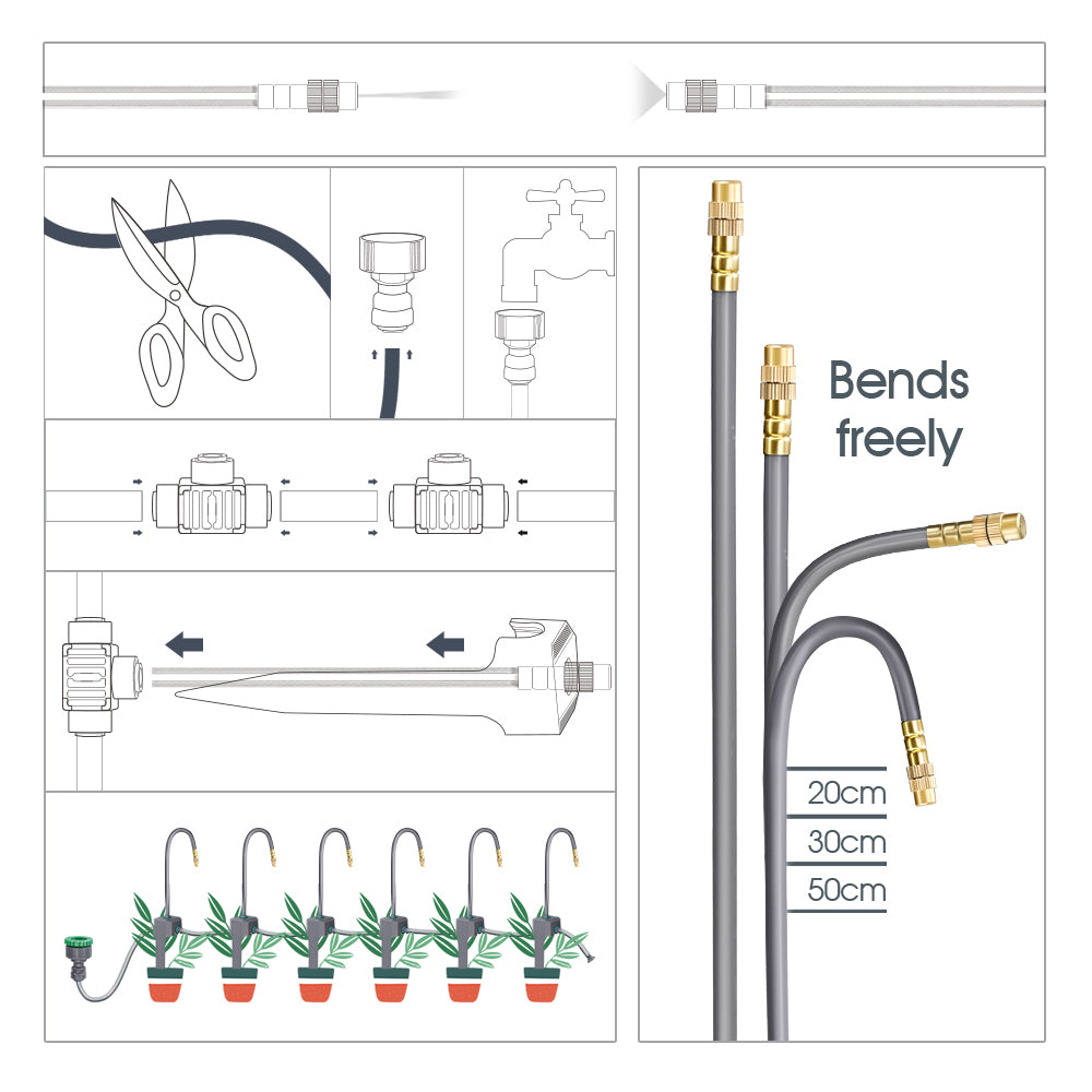 360° Free-Bend Fogging Brass Nozzle Adjustable