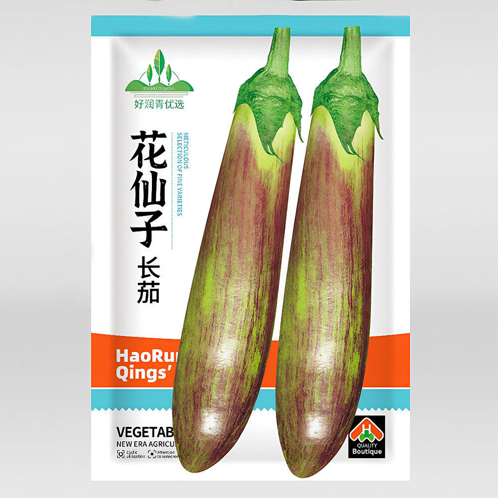 5 Bags (300 Seeds/Bag) of 'Sichuan Bamboo Silk' Eggplant Seeds