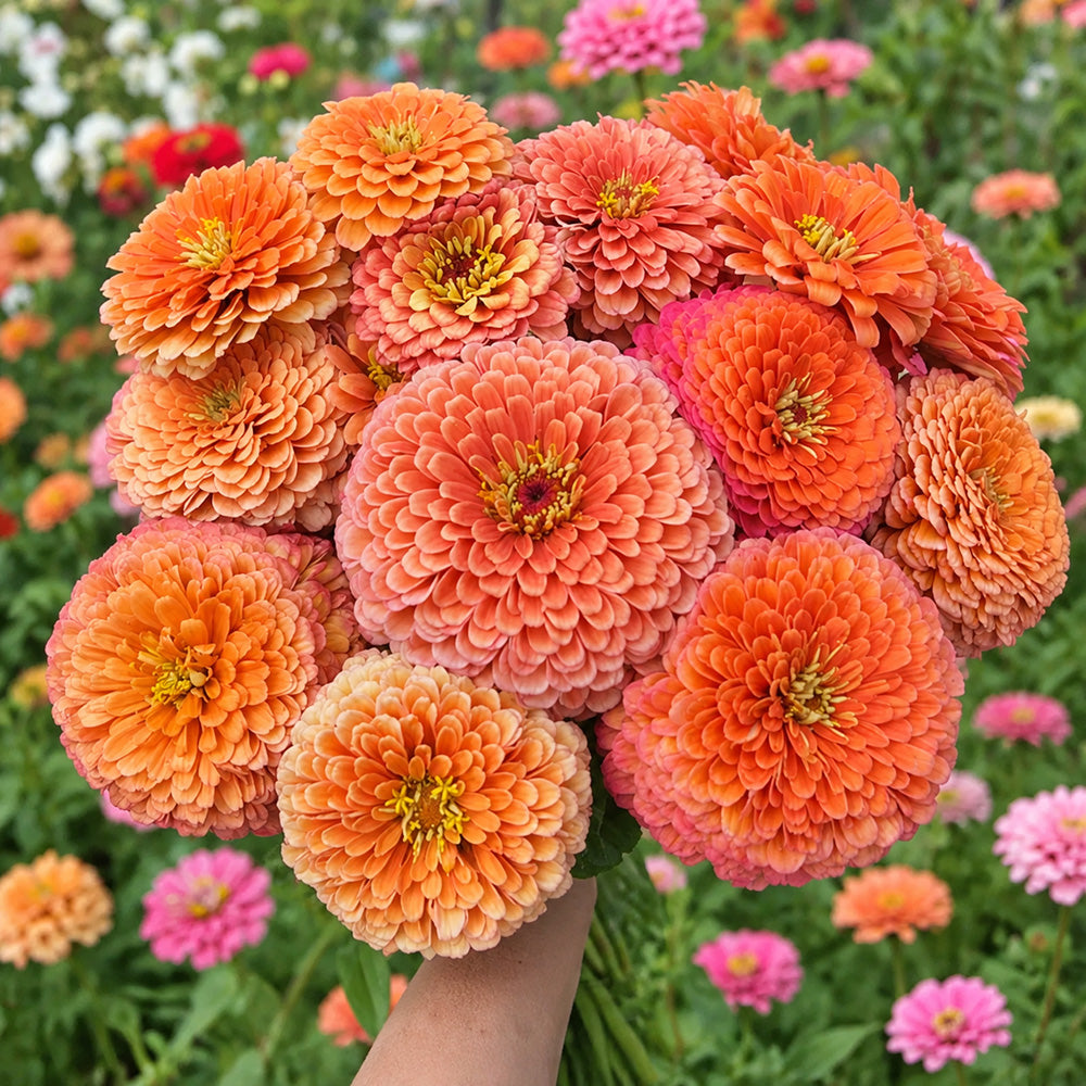W1346 Large-Flowered Salmon Zinnia
