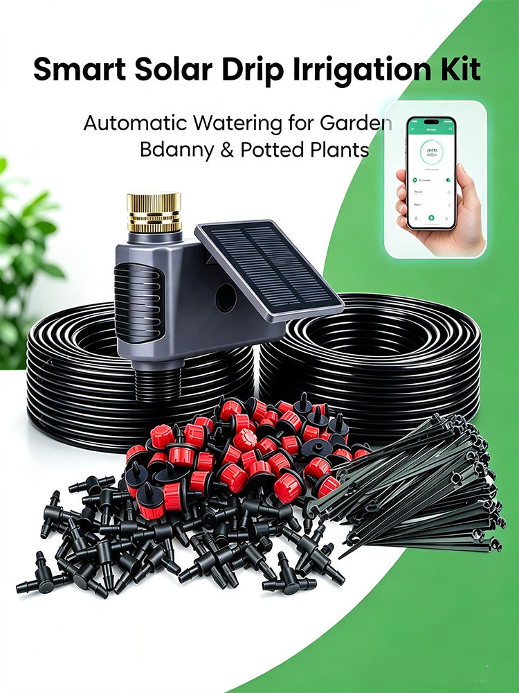 32.8FT Solar WiFi Irrigation Timer Drip Kit