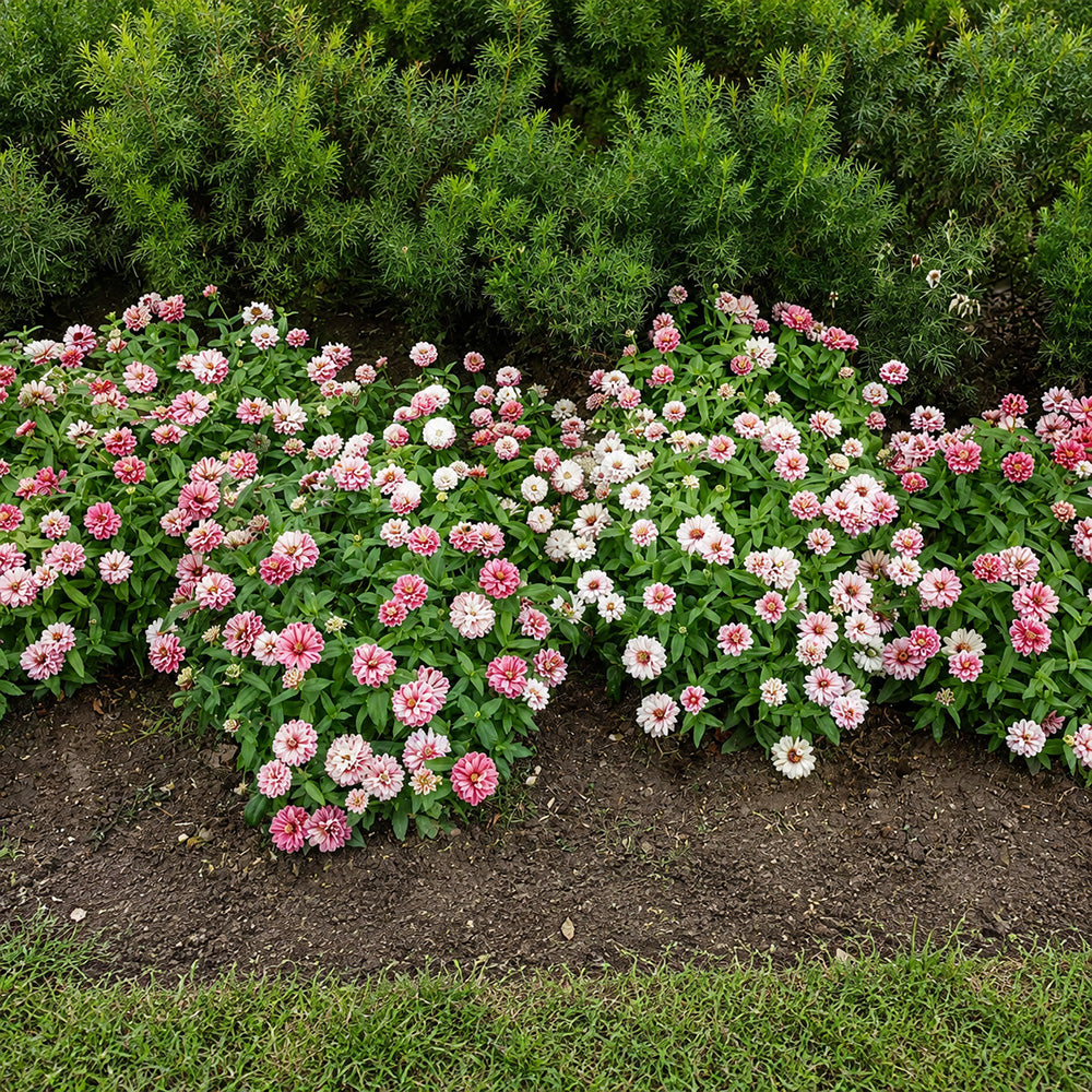 W1337 Double Zahara Raspberry Ripple Zinnia