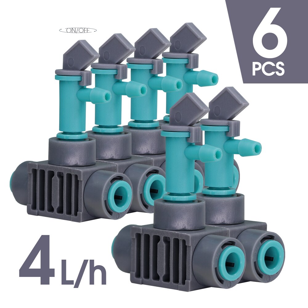 Adjustable 4L/h Drippers with Quick Push Tee Connecter, 4/7MM (1/4'')