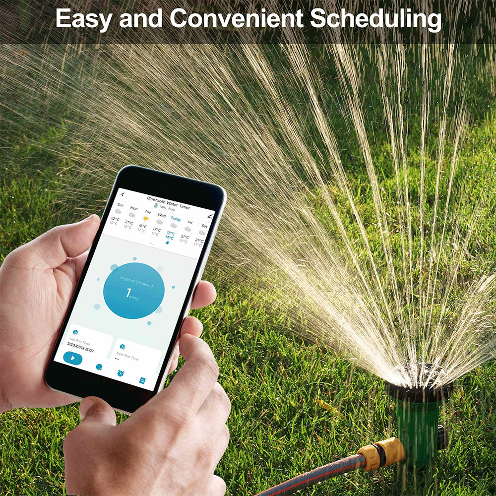 Bluetooth Sprinkler Timer, Single-Outlet Smart Water Timer Green  Programmable Hose Timer with 3 Irrigation Mode of Rain Delay/  Manual/Automatic