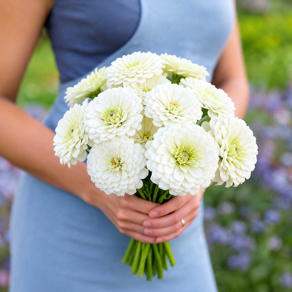 W1350 Large-Flowered White Zinnia