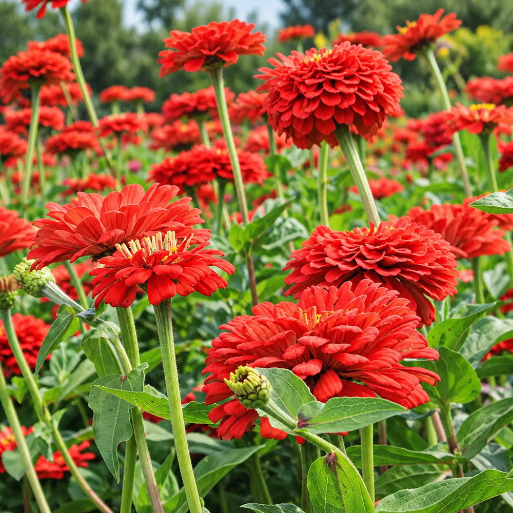 W1351 Large-Flowered Deep Red Zinnia