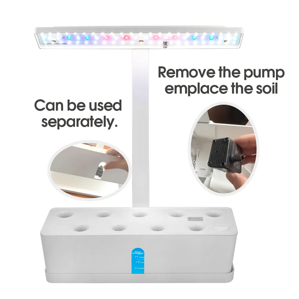 9-Pod 2.5L Hydroponics Growing System with Grow Light and Air Pump Timer