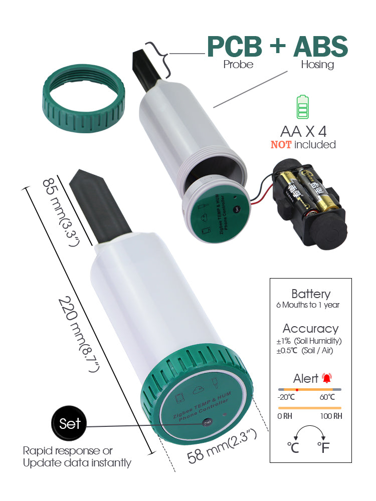 N330 2-IN-1 Zigbee Soil Sensor with Gateway