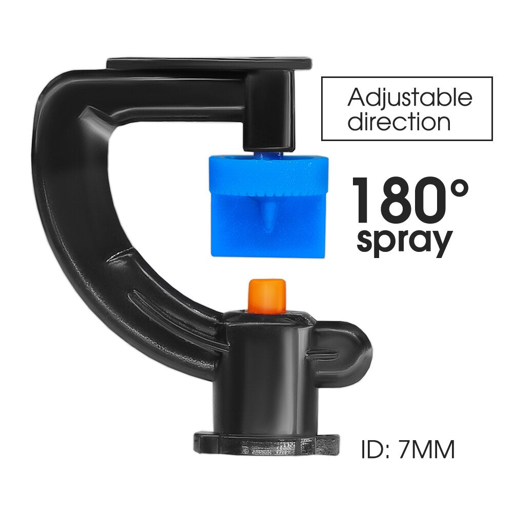 5PCS 180° Refraction Spray Nozzle with 21cm Stake & 50cm Hose and 1/4'' Barb