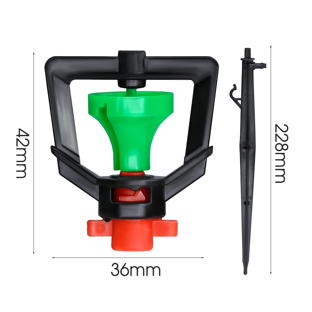 360° Rotating Micro Sprinklers with 22cm Stake, Big Green Wheel