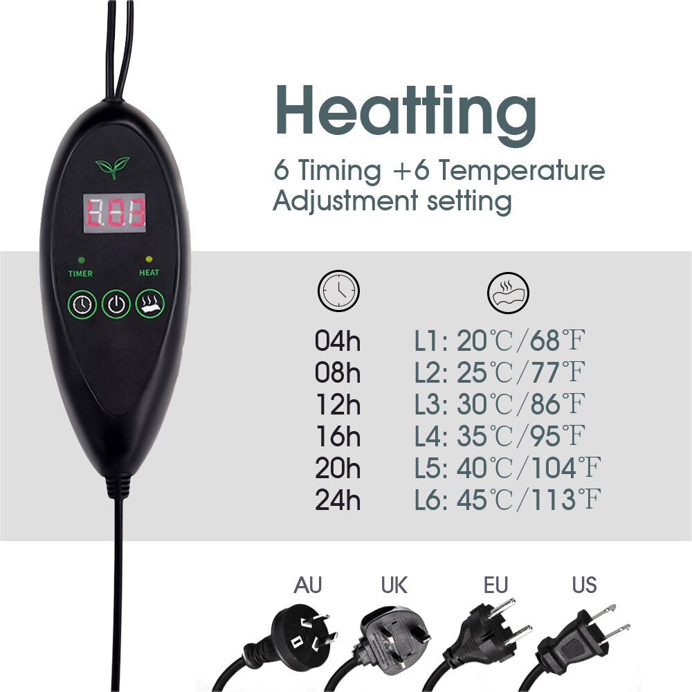 Seedling Heat Mat with Temperature Controller Soil Probe