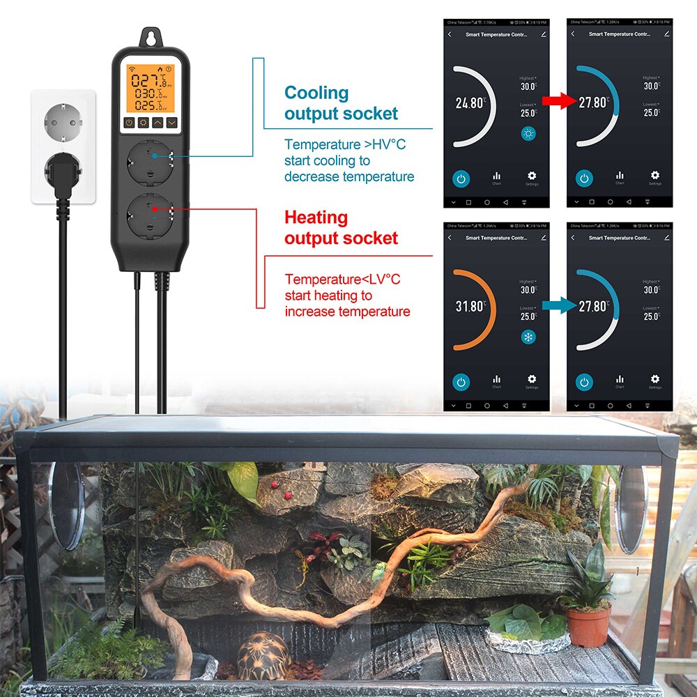 Smart WiFi Digital Temperature Controller Updated for Reptiles, Garden Plants