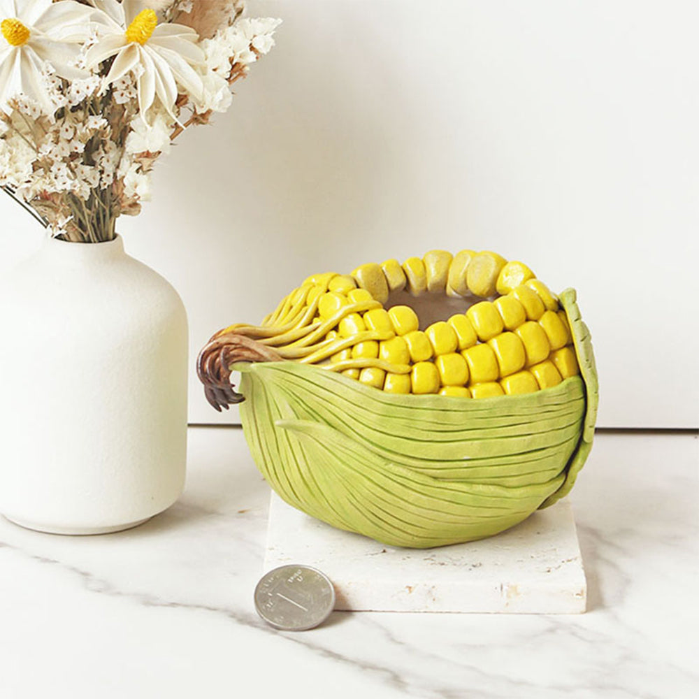 Handmade Ceramic Flower Pot Corn-shaped, Pack of 1
