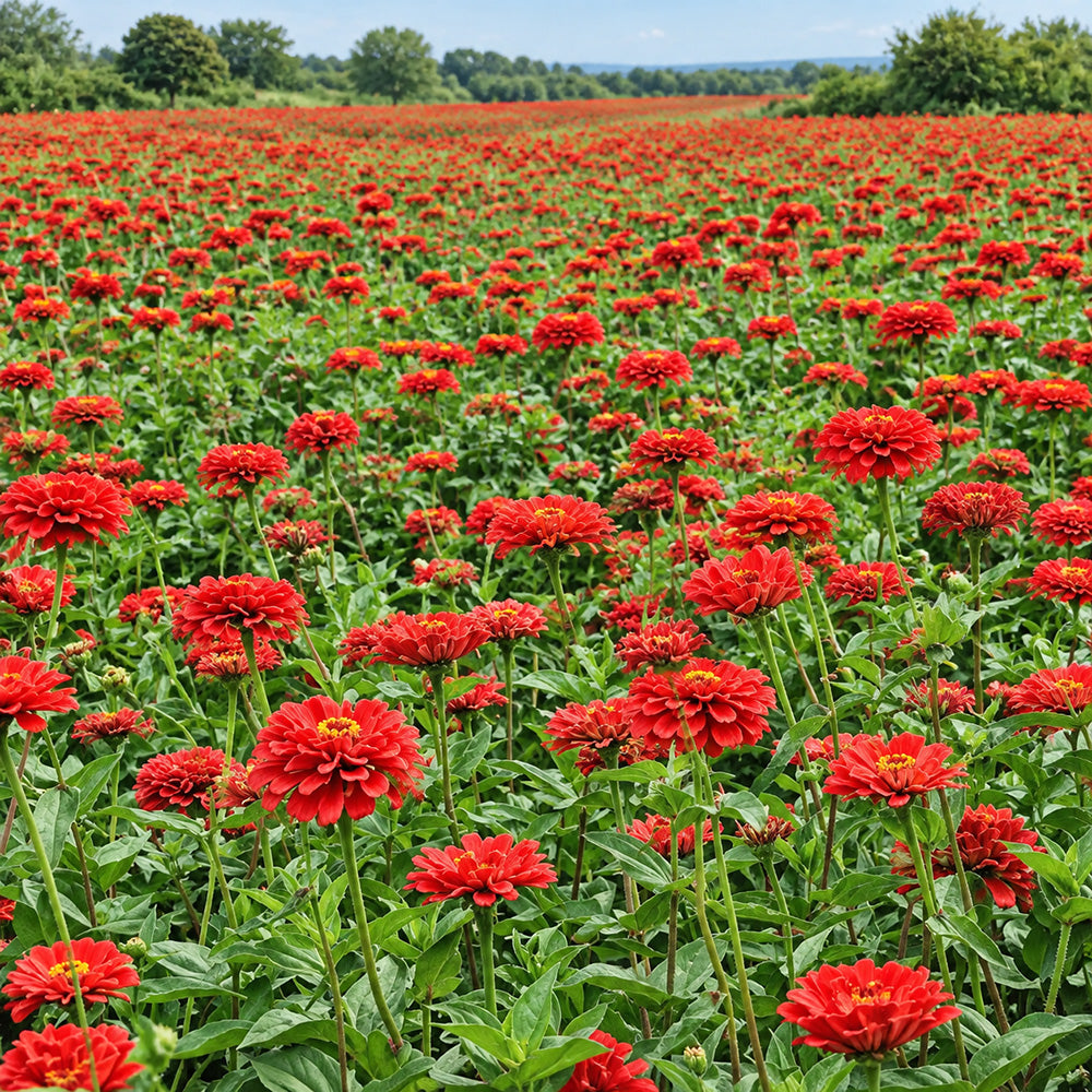 W1351 Large-Flowered Deep Red Zinnia