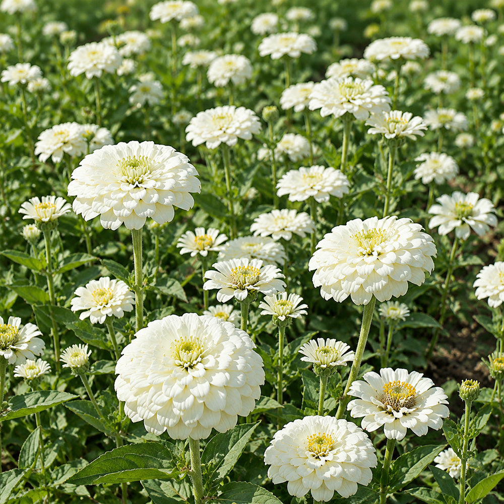 W1350 Large-Flowered White Zinnia