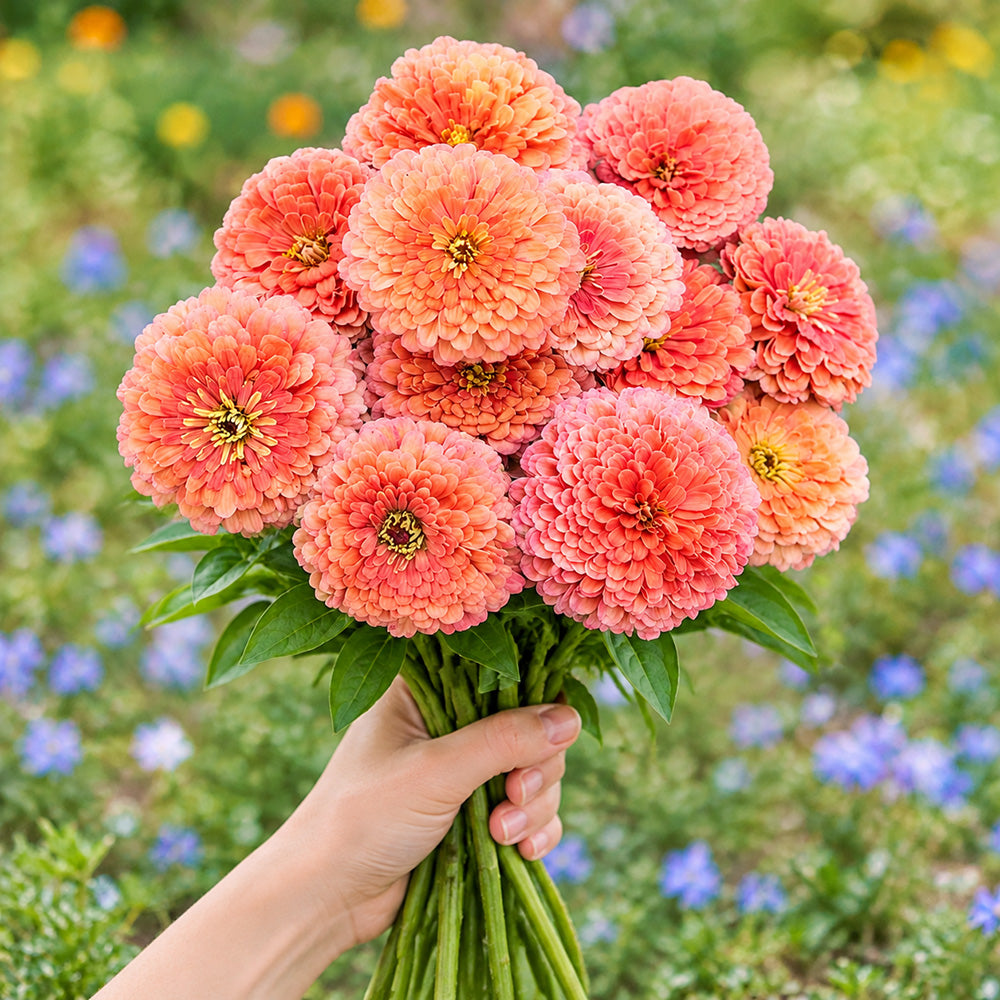 W1346 Large-Flowered Salmon Zinnia