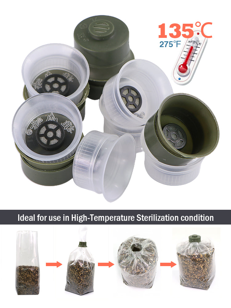 Mushroom Grow Bag Cap with Cotton Filter