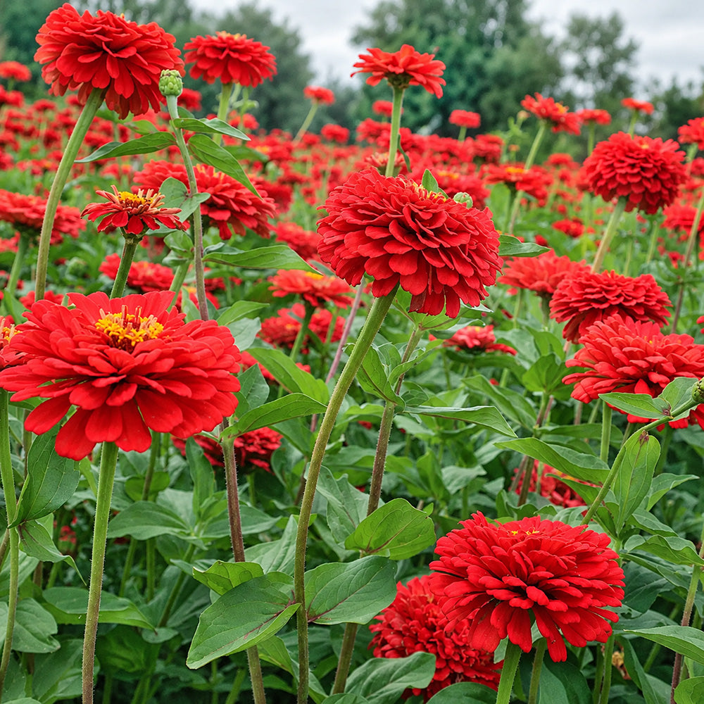 W1351 Large-Flowered Deep Red Zinnia