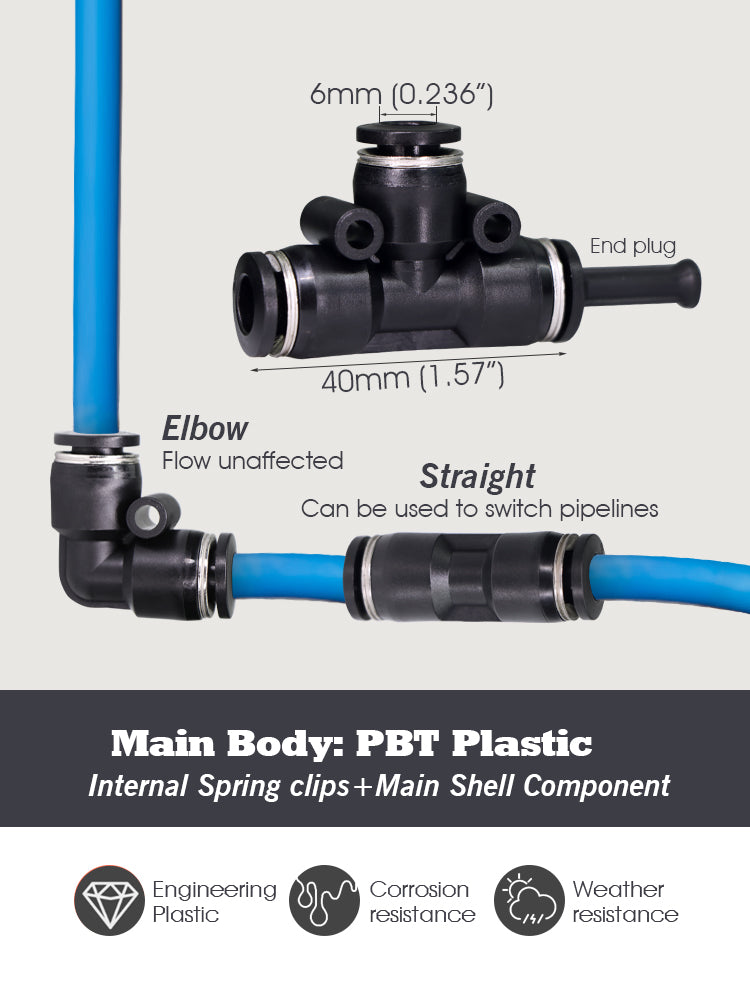 N262 1/4'' (4/6MM) PE / PU Tubing Fittings