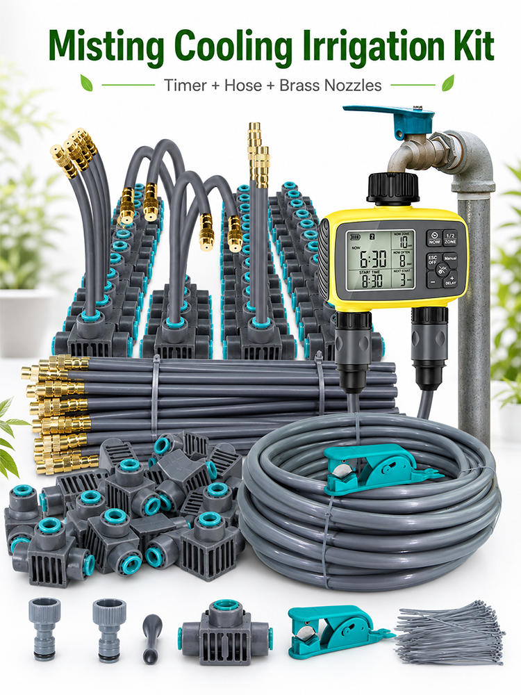 2-Zone Misting Irrigation Kit with LCD Water Timer