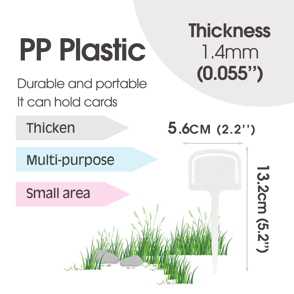 13.2x5.6cm (5.2''x2.2'') White Tee Plastic Plant Labels, Set of 20