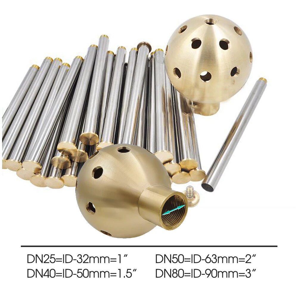 Female Half Dendelion Shape Fountain Nozzles, Brass Ball Stainless Steel Tubing Sprinklers for Pond Park Hotal Decoration