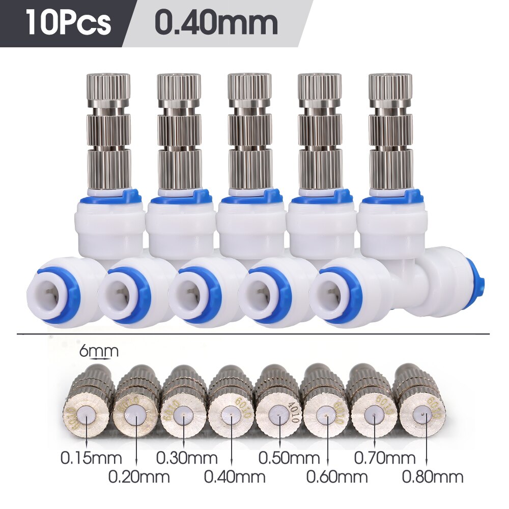10PCS 6mm Low Pressure Misting Nozzle with Built-in Filter for Cooling System