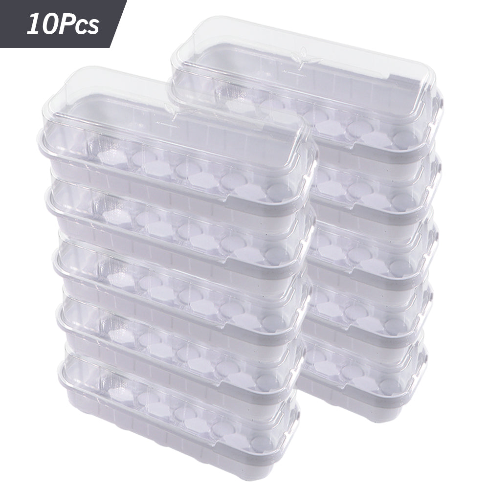 10-Cell (1.42'' Cell) Seedling Trays with Transparent Cover, Hydroponic Garden Grow Cultivating Box, Set of 10