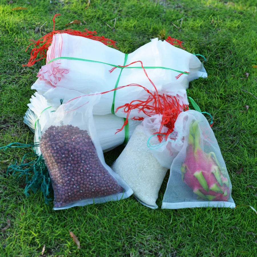 Insect Barrier Net Bags with Drawstring for Protecting Fruits, Plants ...