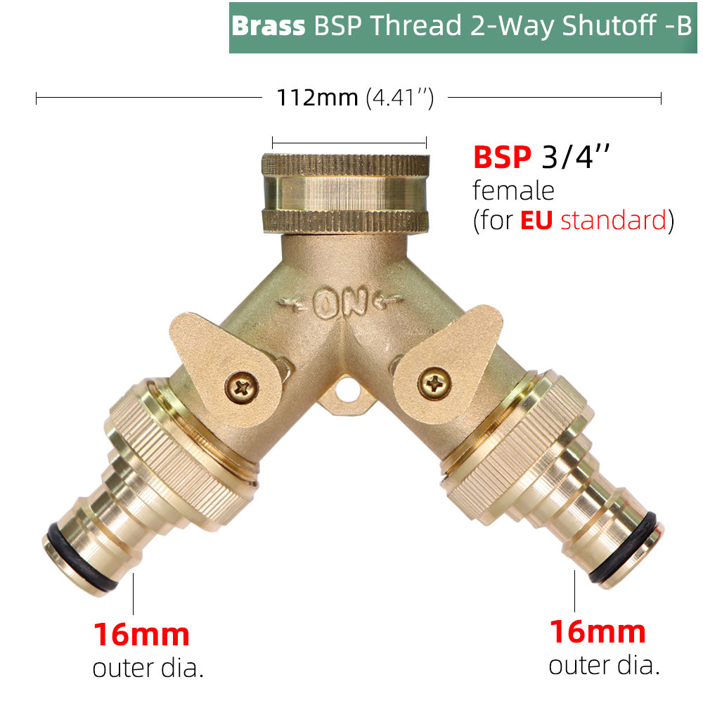 3/4'' 2-Way Heavy Duty Brass Garden Hose Connector