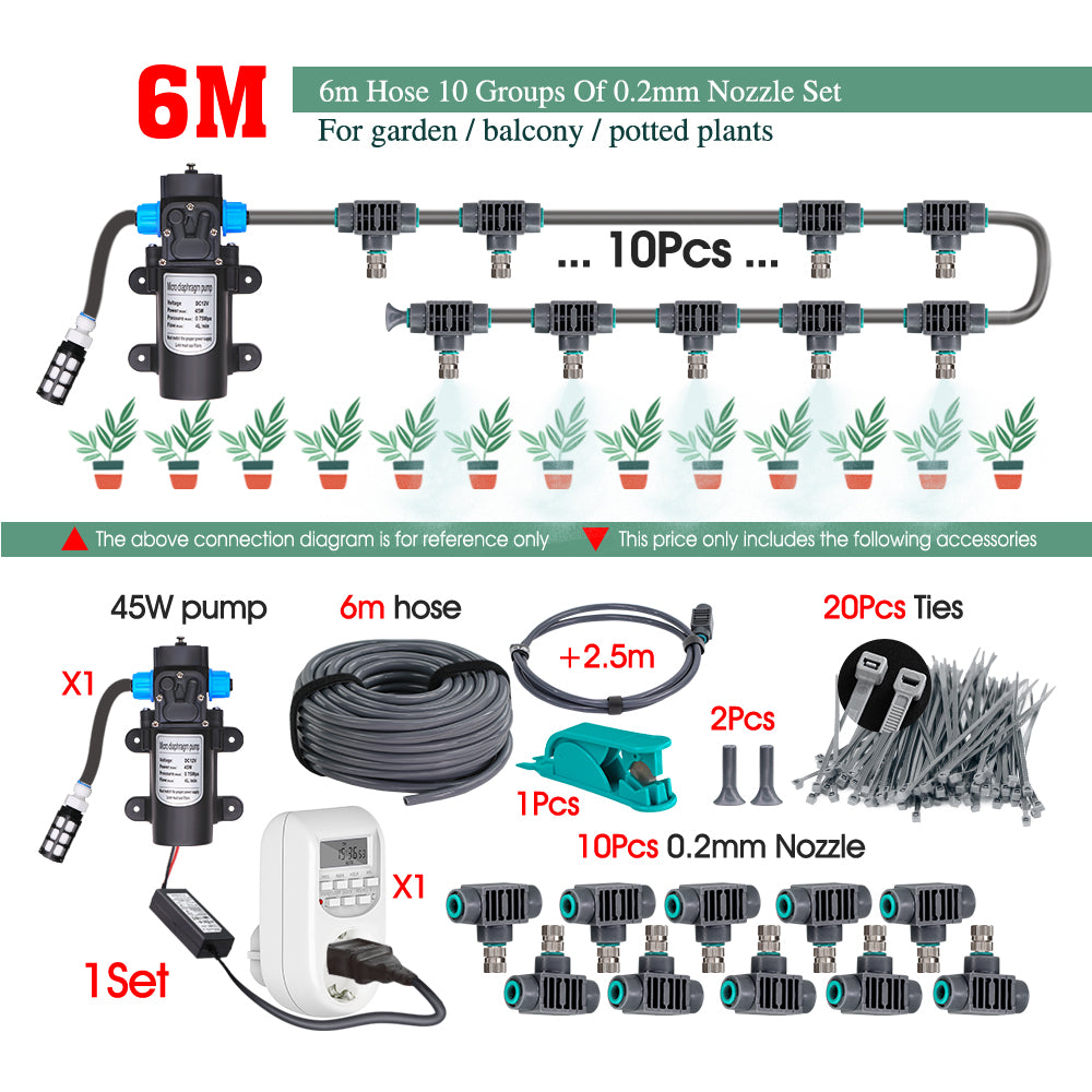 45W Self-priming Pump Misting System for Cooling, Watering, Dedusting